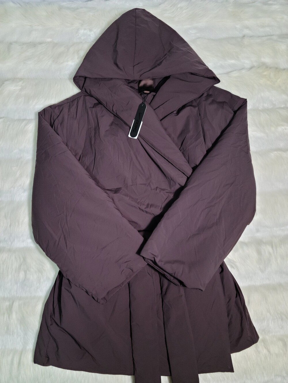Nike SKIMS Woven Nylon Hooded Wrap Oversized Coat Brown Phoenix Women XS NEW